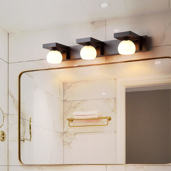 Contemporary Nordic Rectangle Solid Wood Glass 2/3 - Light Vanity Light Mirror Front Wall Sconce Lamp For Bathroom