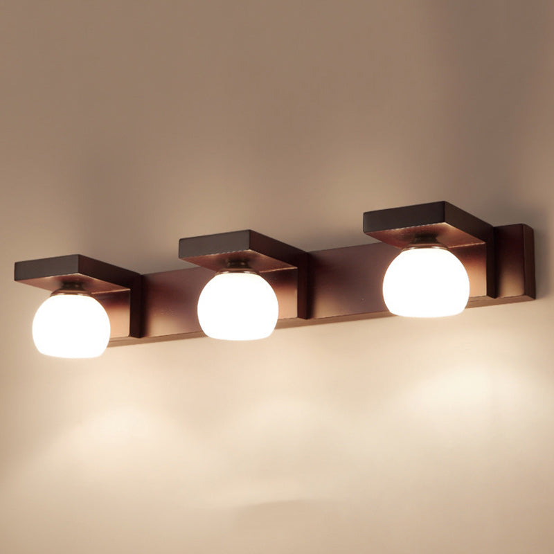 Lampe murale contemporaine nordique rectangulaire en bois massif avec verre 2/3 - Applique pour miroir de salle de bain 