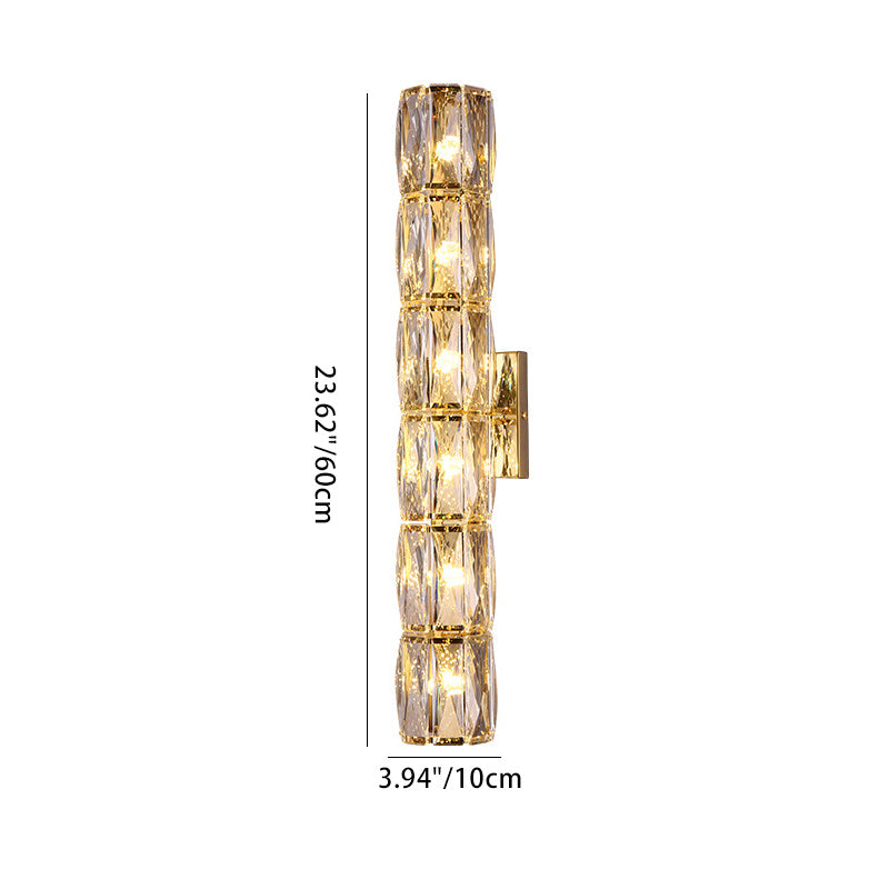 Modern Luxury Cylinder Stainless Steel Crystal Lampshade 2/4/6 - Light Wall Sconce Lamp For Bedroom