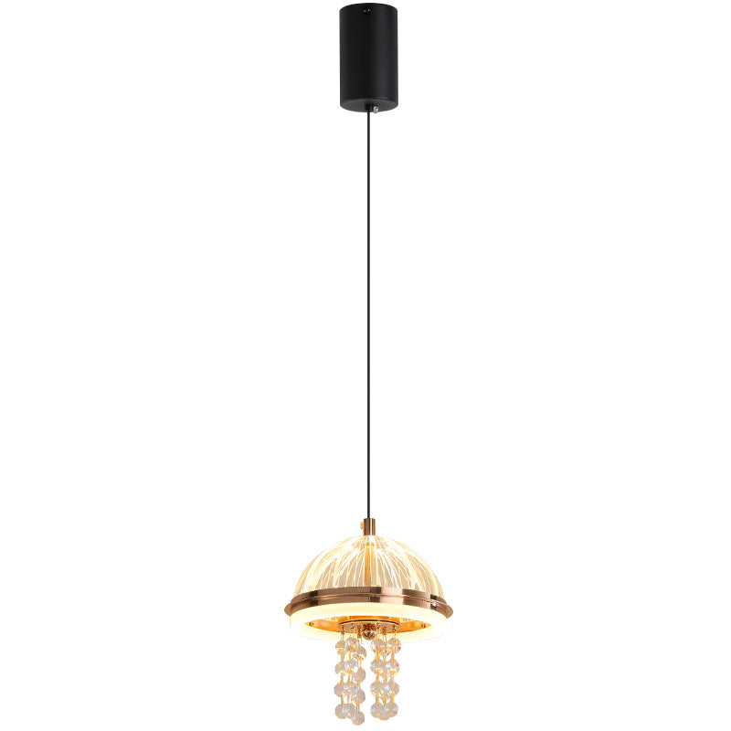 Moderne Luxusqualle Form Eisen Kristall Acryl Lampenschirm LED Pendelleuchte für Esszimmer 
