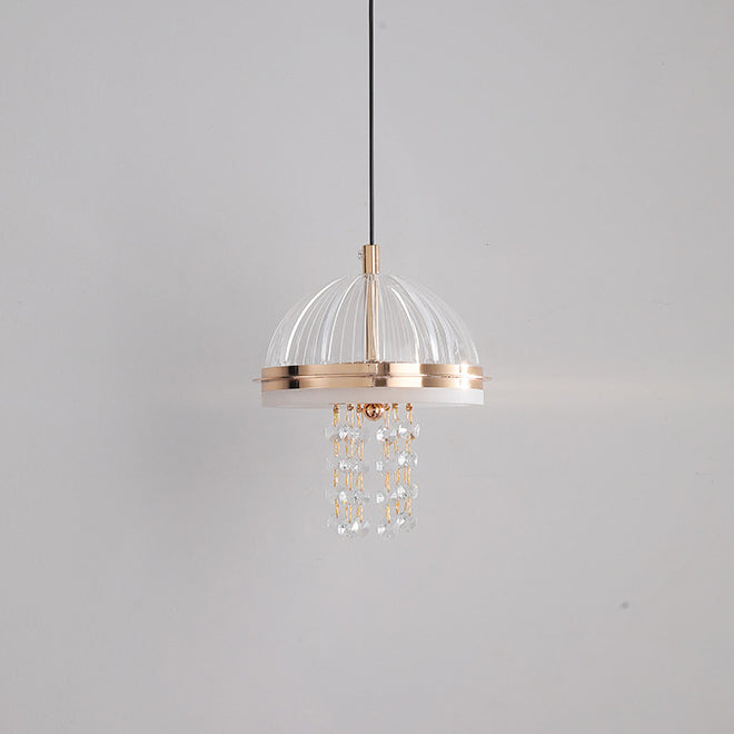 Moderne Luxusqualle Form Eisen Kristall Acryl Lampenschirm LED Pendelleuchte für Esszimmer 