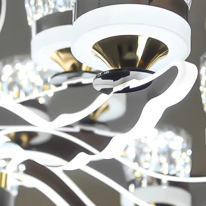 Moderner luxuriöser Edelstahl Acryl Kristall Zylinder Lampenschirm LED Kronleuchter für das Esszimmer 