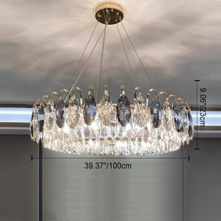 Modern Luxury Dome Round Hardware Crystal Lampshade 6/8/10/12 - Light Chandelier For Living Room