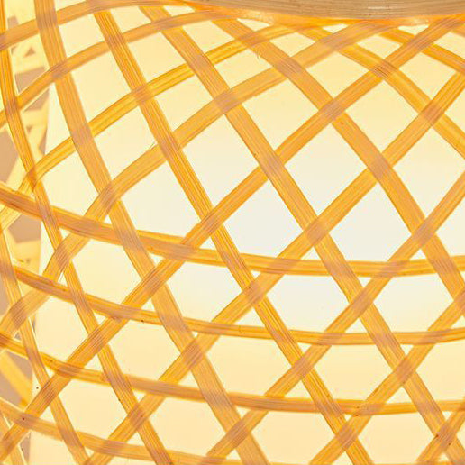 Abat-jour en verre tissé en bambou cylindrique japonais traditionnel Base en bois massif ronde portable Lampe de table 1 lumière pour salle à manger 