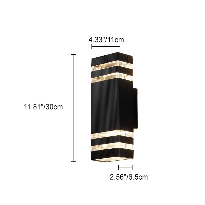 Lámpara Apliqué de Pared Cubo Rectangular de Vidrio y Aluminio Impermeable de Simplicidad Moderna con 2 Luces para Patios Exteriores 