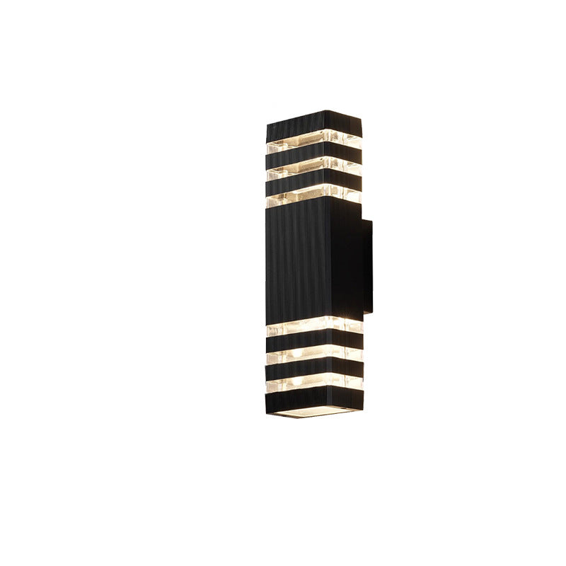 Lámpara Apliqué de Pared Cubo Rectangular de Vidrio y Aluminio Impermeable de Simplicidad Moderna con 2 Luces para Patios Exteriores 