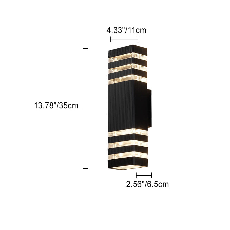 Lámpara Apliqué de Pared Cubo Rectangular de Vidrio y Aluminio Impermeable de Simplicidad Moderna con 2 Luces para Patios Exteriores 