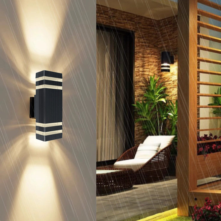 Lámpara Apliqué de Pared Cubo Rectangular de Vidrio y Aluminio Impermeable de Simplicidad Moderna con 2 Luces para Patios Exteriores 