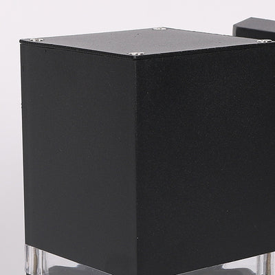 Lámpara Apliqué de Pared Cubo Rectangular de Vidrio y Aluminio Impermeable de Simplicidad Moderna con 2 Luces para Patios Exteriores 