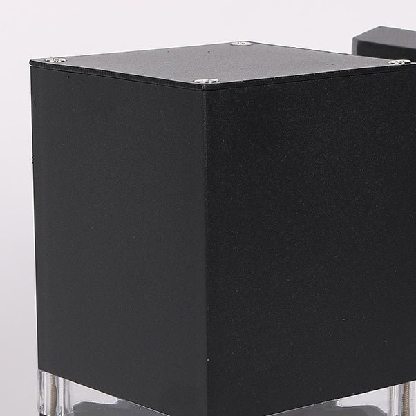 Lámpara Apliqué de Pared Cubo Rectangular de Vidrio y Aluminio Impermeable de Simplicidad Moderna con 2 Luces para Patios Exteriores 