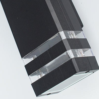 Lámpara Apliqué de Pared Cubo Rectangular de Vidrio y Aluminio Impermeable de Simplicidad Moderna con 2 Luces para Patios Exteriores 