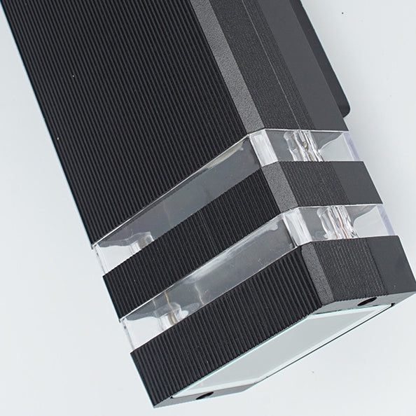 Lámpara Apliqué de Pared Cubo Rectangular de Vidrio y Aluminio Impermeable de Simplicidad Moderna con 2 Luces para Patios Exteriores 