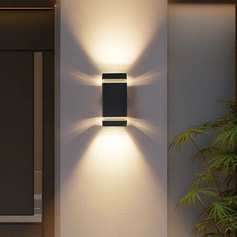Lámpara Apliqué de Pared Cubo Rectangular de Vidrio y Aluminio Impermeable de Simplicidad Moderna con 2 Luces para Patios Exteriores 