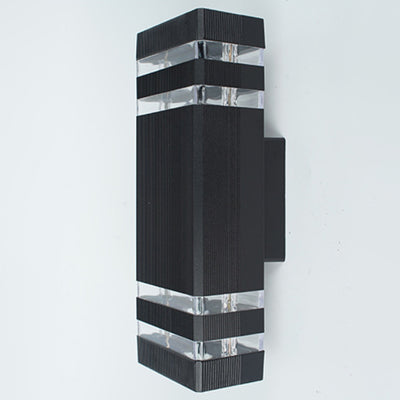Lámpara Apliqué de Pared Cubo Rectangular de Vidrio y Aluminio Impermeable de Simplicidad Moderna con 2 Luces para Patios Exteriores 