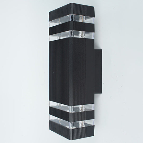 Lámpara Apliqué de Pared Cubo Rectangular de Vidrio y Aluminio Impermeable de Simplicidad Moderna con 2 Luces para Patios Exteriores 