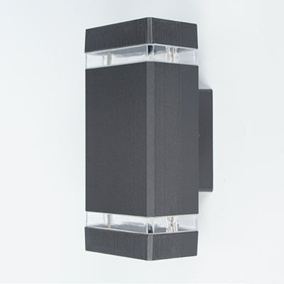 Lámpara Apliqué de Pared Cubo Rectangular de Vidrio y Aluminio Impermeable de Simplicidad Moderna con 2 Luces para Patios Exteriores 