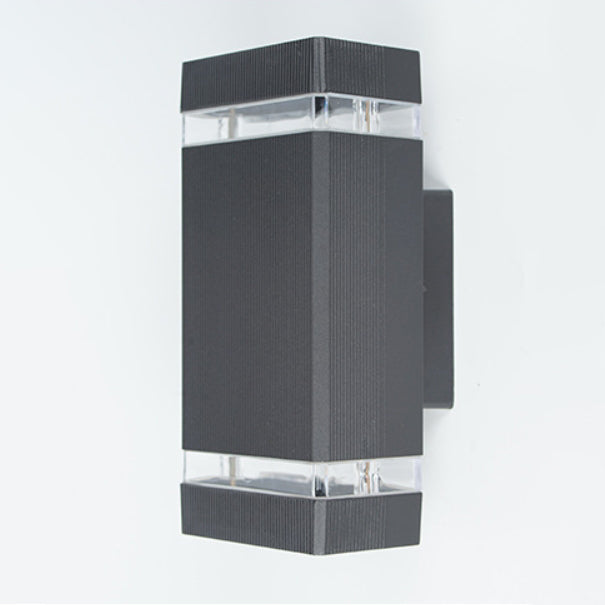 Lámpara Apliqué de Pared Cubo Rectangular de Vidrio y Aluminio Impermeable de Simplicidad Moderna con 2 Luces para Patios Exteriores 