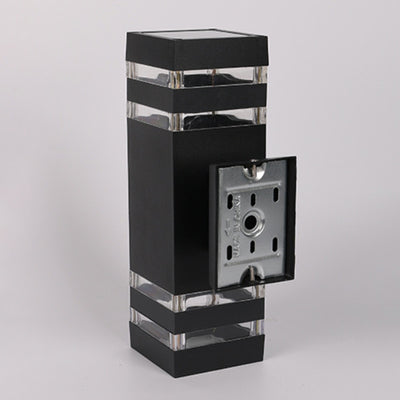 Lámpara Apliqué de Pared Cubo Rectangular de Vidrio y Aluminio Impermeable de Simplicidad Moderna con 2 Luces para Patios Exteriores 