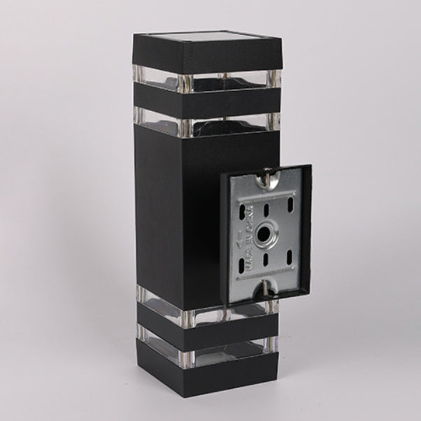 Lámpara Apliqué de Pared Cubo Rectangular de Vidrio y Aluminio Impermeable de Simplicidad Moderna con 2 Luces para Patios Exteriores 