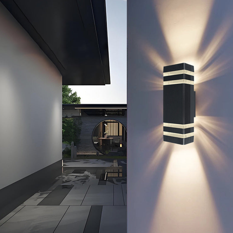 Lámpara Apliqué de Pared Cubo Rectangular de Vidrio y Aluminio Impermeable de Simplicidad Moderna con 2 Luces para Patios Exteriores 