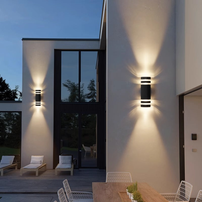Lámpara Apliqué de Pared Cubo Rectangular de Vidrio y Aluminio Impermeable de Simplicidad Moderna con 2 Luces para Patios Exteriores 