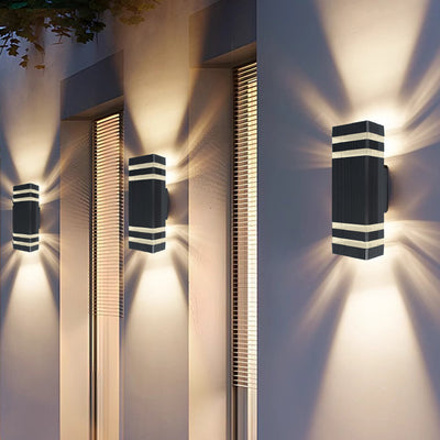 Lámpara Apliqué de Pared Cubo Rectangular de Vidrio y Aluminio Impermeable de Simplicidad Moderna con 2 Luces para Patios Exteriores 