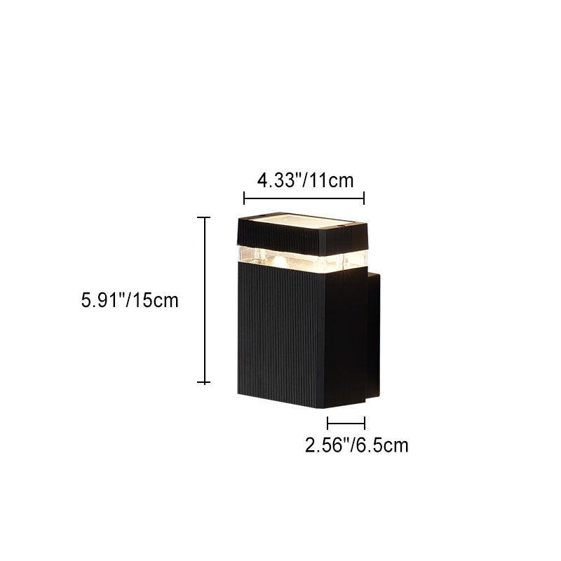 Lámpara Apliqué de Pared Cubo Rectangular de Vidrio y Aluminio Impermeable de Simplicidad Moderna con 2 Luces para Patios Exteriores 