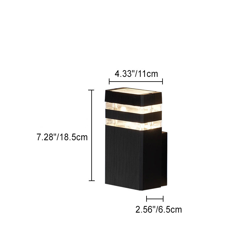 Lámpara Apliqué de Pared Cubo Rectangular de Vidrio y Aluminio Impermeable de Simplicidad Moderna con 2 Luces para Patios Exteriores 