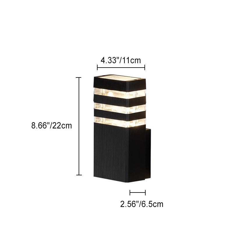 Lámpara Apliqué de Pared Cubo Rectangular de Vidrio y Aluminio Impermeable de Simplicidad Moderna con 2 Luces para Patios Exteriores 