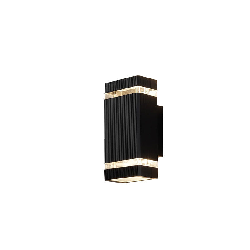 Lámpara Apliqué de Pared Cubo Rectangular de Vidrio y Aluminio Impermeable de Simplicidad Moderna con 2 Luces para Patios Exteriores 