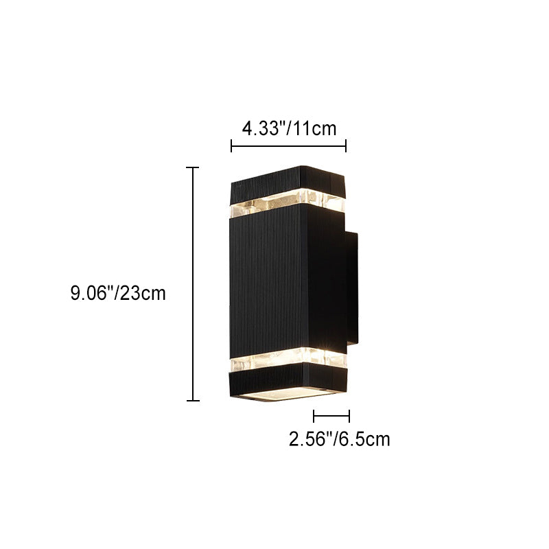 Lámpara Apliqué de Pared Cubo Rectangular de Vidrio y Aluminio Impermeable de Simplicidad Moderna con 2 Luces para Patios Exteriores 