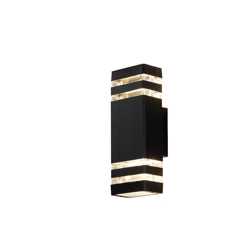 Lámpara Apliqué de Pared Cubo Rectangular de Vidrio y Aluminio Impermeable de Simplicidad Moderna con 2 Luces para Patios Exteriores 