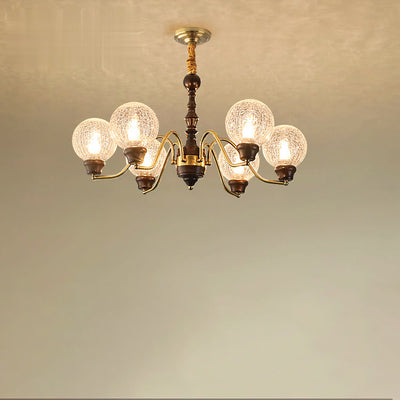 Traditionelle französische runde Kugeln Asche Kupferglas Lampenschirm 6/8/10 - Licht Kronleuchter für Esszimmer 
