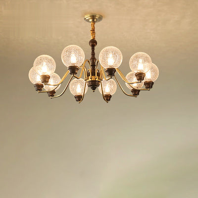 Traditionelle französische runde Kugeln Asche Kupferglas Lampenschirm 6/8/10 - Licht Kronleuchter für Esszimmer 