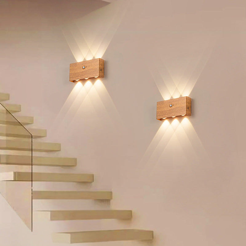 Moderne minimalistische rechteckige LED-Wandleuchte aus Vollaluminium mit menschlicher Körpersensorik für das Wohnzimmer 