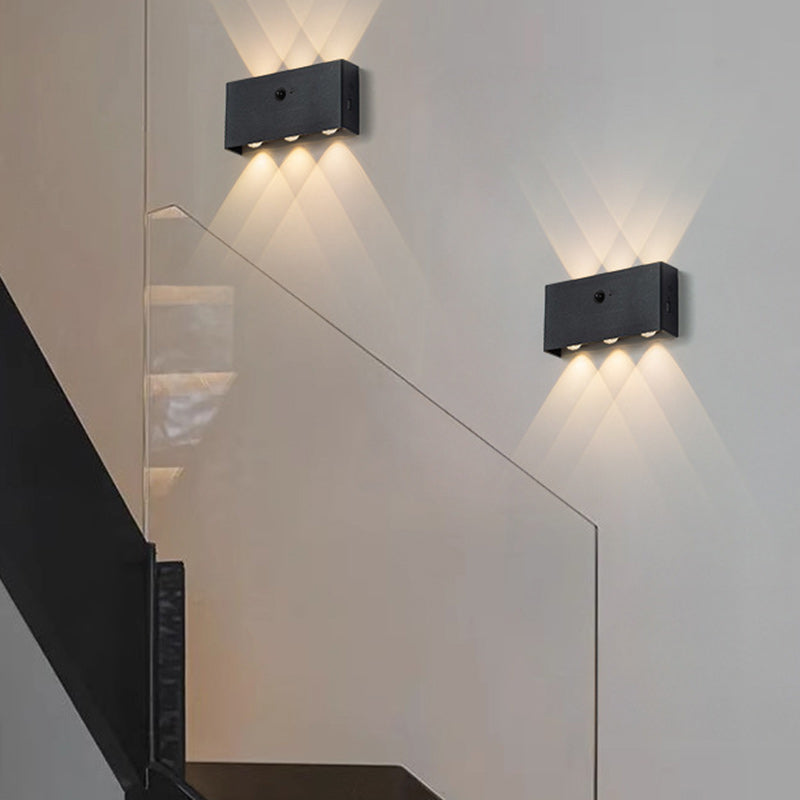 Moderne minimalistische rechteckige LED-Wandleuchte aus Vollaluminium mit menschlicher Körpersensorik für das Wohnzimmer 
