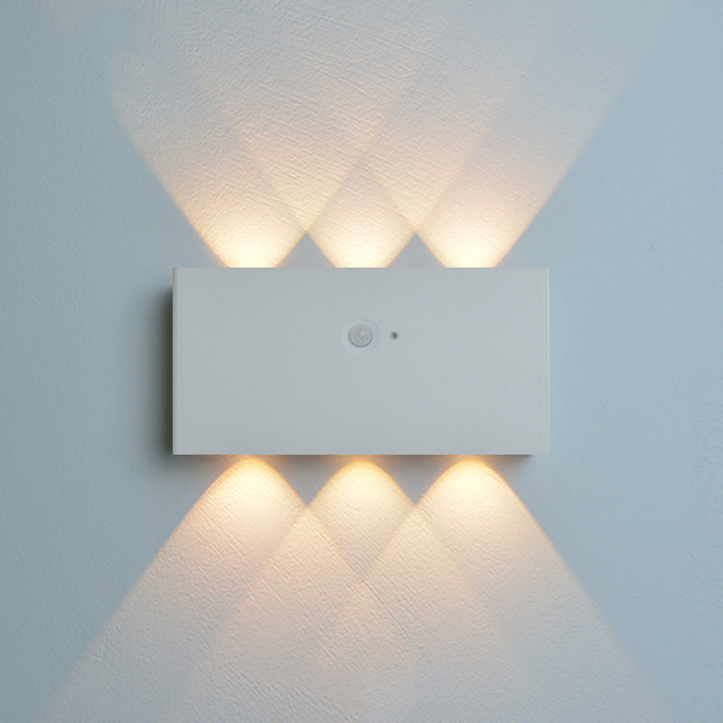 Moderne minimalistische rechteckige LED-Wandleuchte aus Vollaluminium mit menschlicher Körpersensorik für das Wohnzimmer 