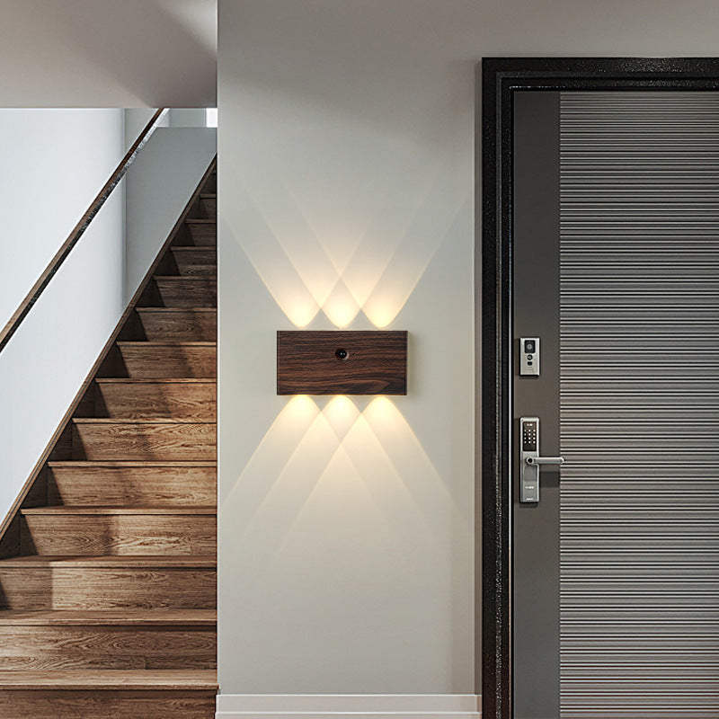 Moderne minimalistische rechteckige LED-Wandleuchte aus Vollaluminium mit menschlicher Körpersensorik für das Wohnzimmer 