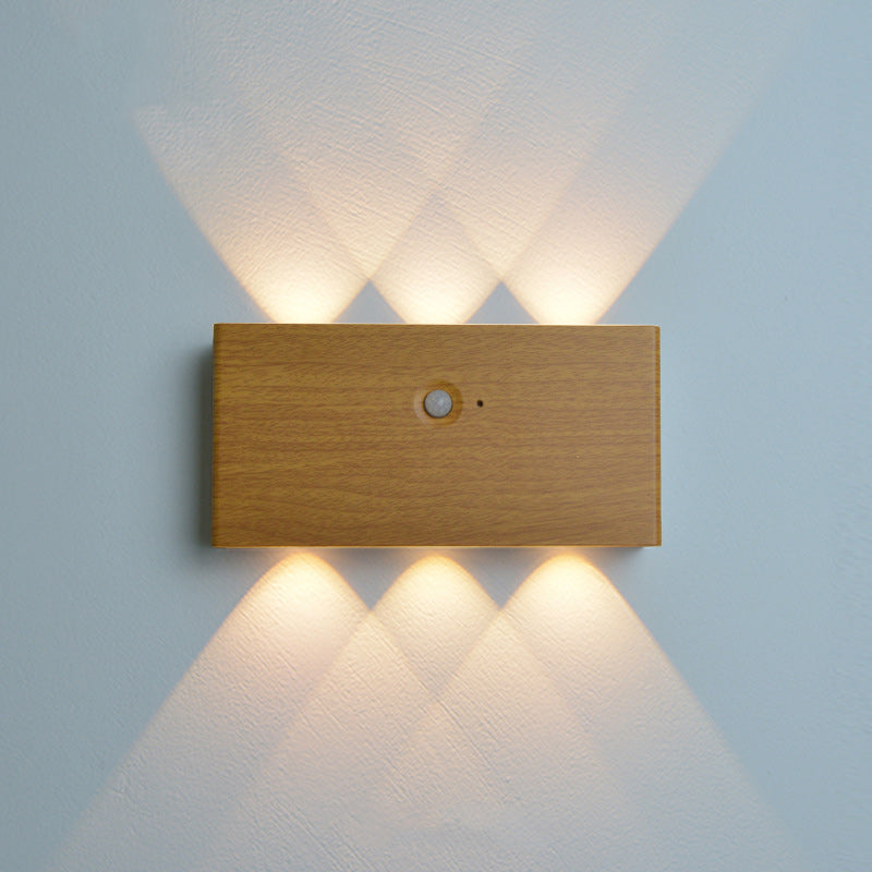 Moderne minimalistische rechteckige LED-Wandleuchte aus Vollaluminium mit menschlicher Körpersensorik für das Wohnzimmer 