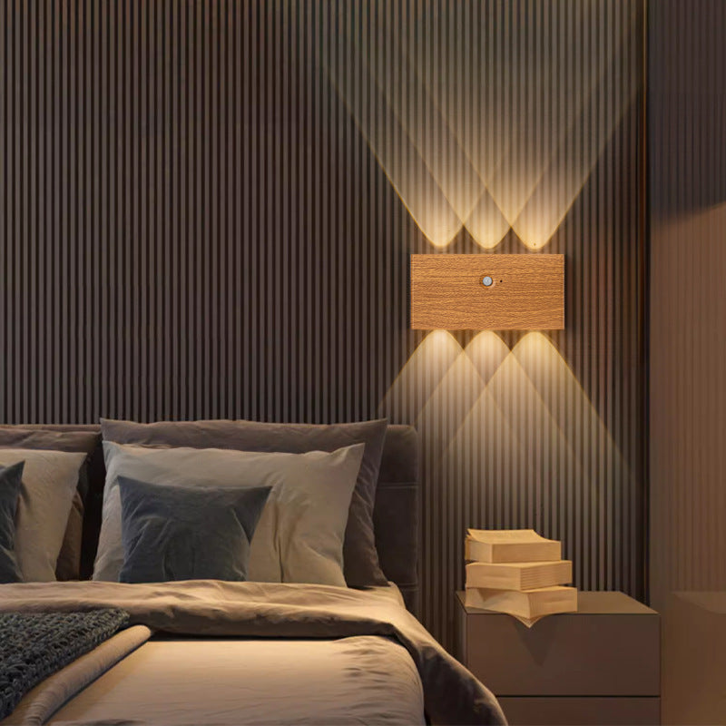 Moderne minimalistische rechteckige LED-Wandleuchte aus Vollaluminium mit menschlicher Körpersensorik für das Wohnzimmer 