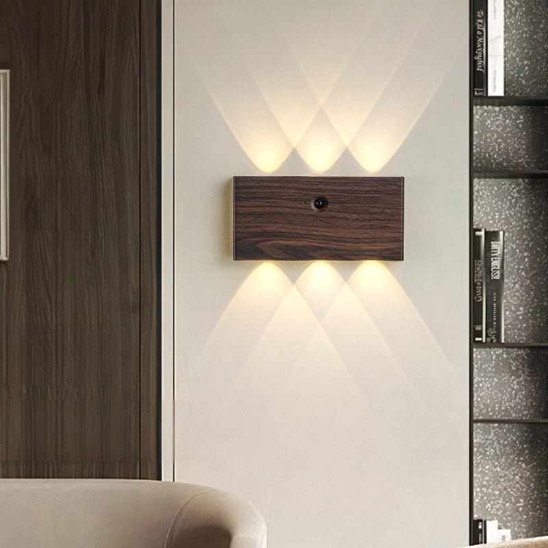 Moderne minimalistische rechteckige LED-Wandleuchte aus Vollaluminium mit menschlicher Körpersensorik für das Wohnzimmer 