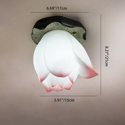Plafonnier semi-encastré en résine en forme de lotus chinois traditionnel 1 - Lumière pour salon 