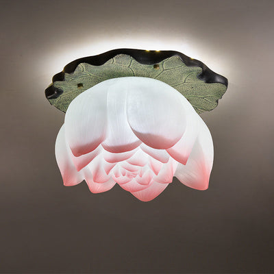 Plafonnier semi-encastré en résine en forme de lotus chinois traditionnel 1 - Lumière pour salon 