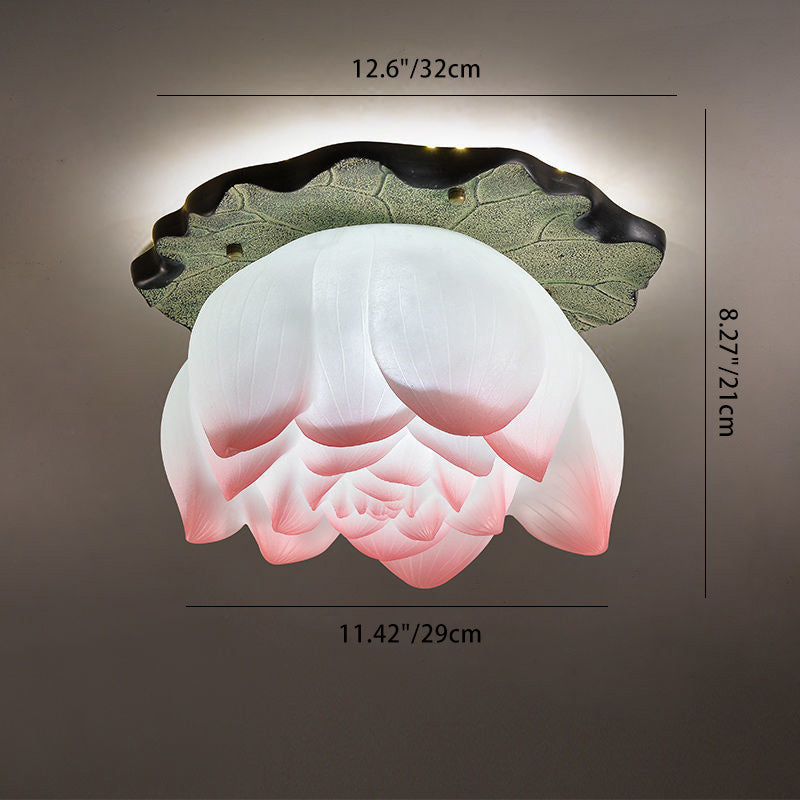 Plafonnier semi-encastré en résine en forme de lotus chinois traditionnel 1 - Lumière pour salon 