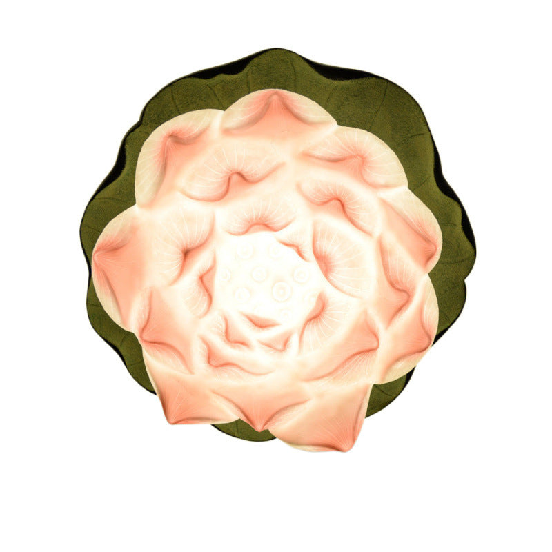 Plafonnier semi-encastré en résine en forme de lotus chinois traditionnel 1 - Lumière pour salon 