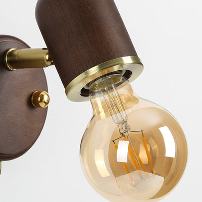 Traditional Japanese Solid Wood Base Glass Lampshade Hardware 1 - Light Wall Sconce Lamp For Bedroom