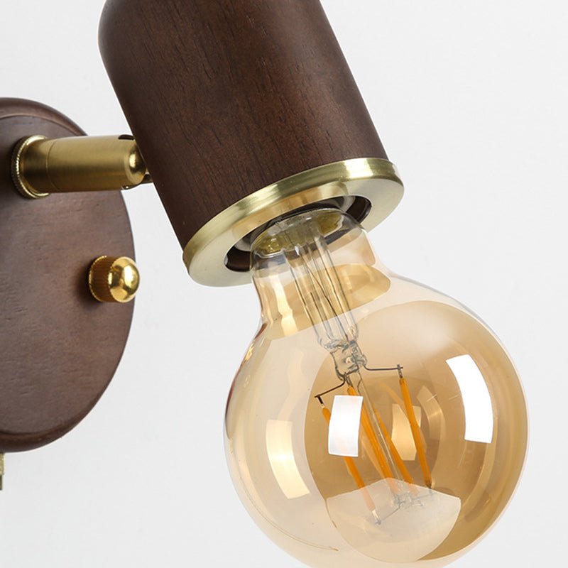 Traditional Japanese Solid Wood Base Glass Lampshade Hardware 1 - Light Wall Sconce Lamp For Bedroom