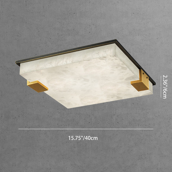 Moderne Art Deco Quadratische Vollmarmor-Kupfer-LED-Deckenleuchte für das Schlafzimmer 