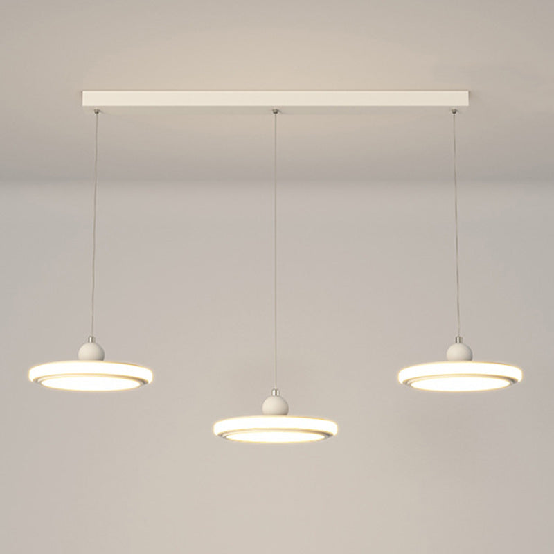 Lustre LED en fer avec abat-jour rond en acrylique nordique contemporain pour salle à manger 