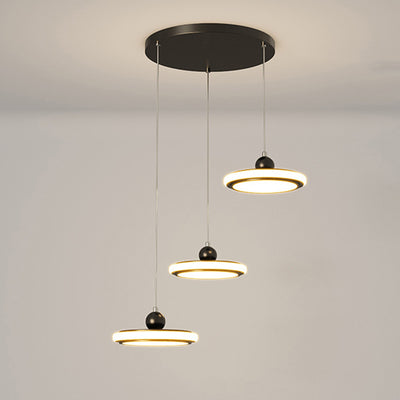 Lustre LED en fer avec abat-jour rond en acrylique nordique contemporain pour salle à manger 